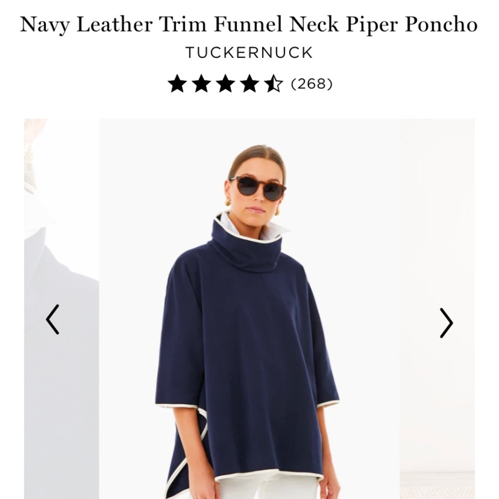Tuckernuck Navy Poncho with White Leather Trim OS